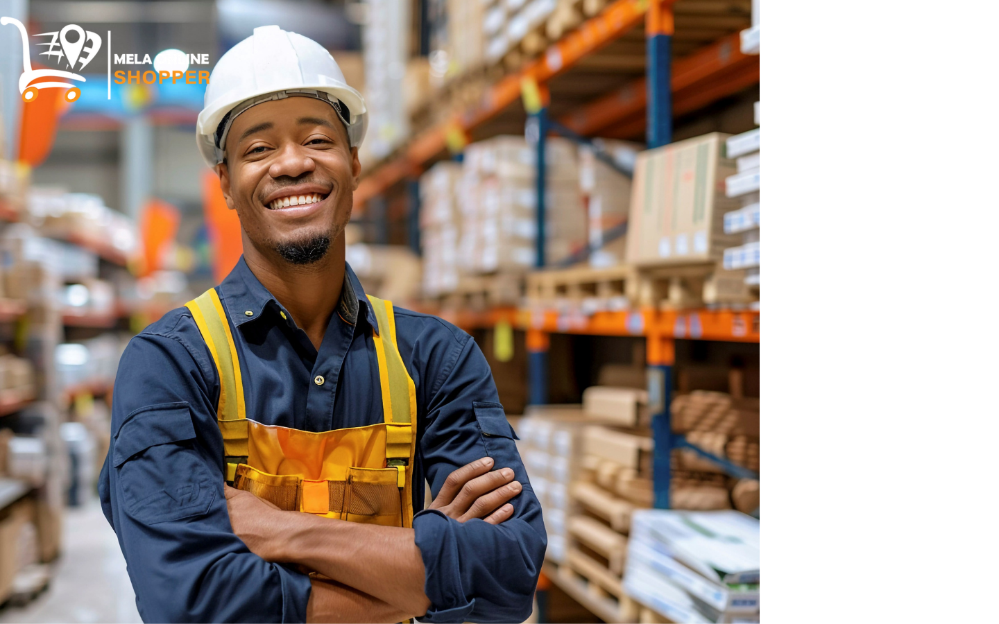 Warehouse worker representing Mela businesses, suppliers and producers